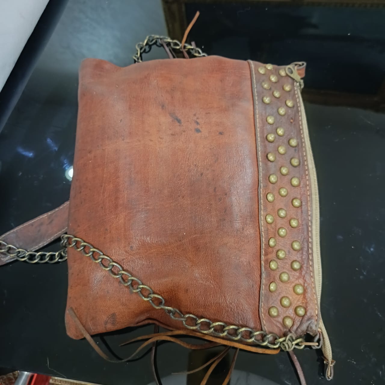 Sac femme en cuir vintage original
