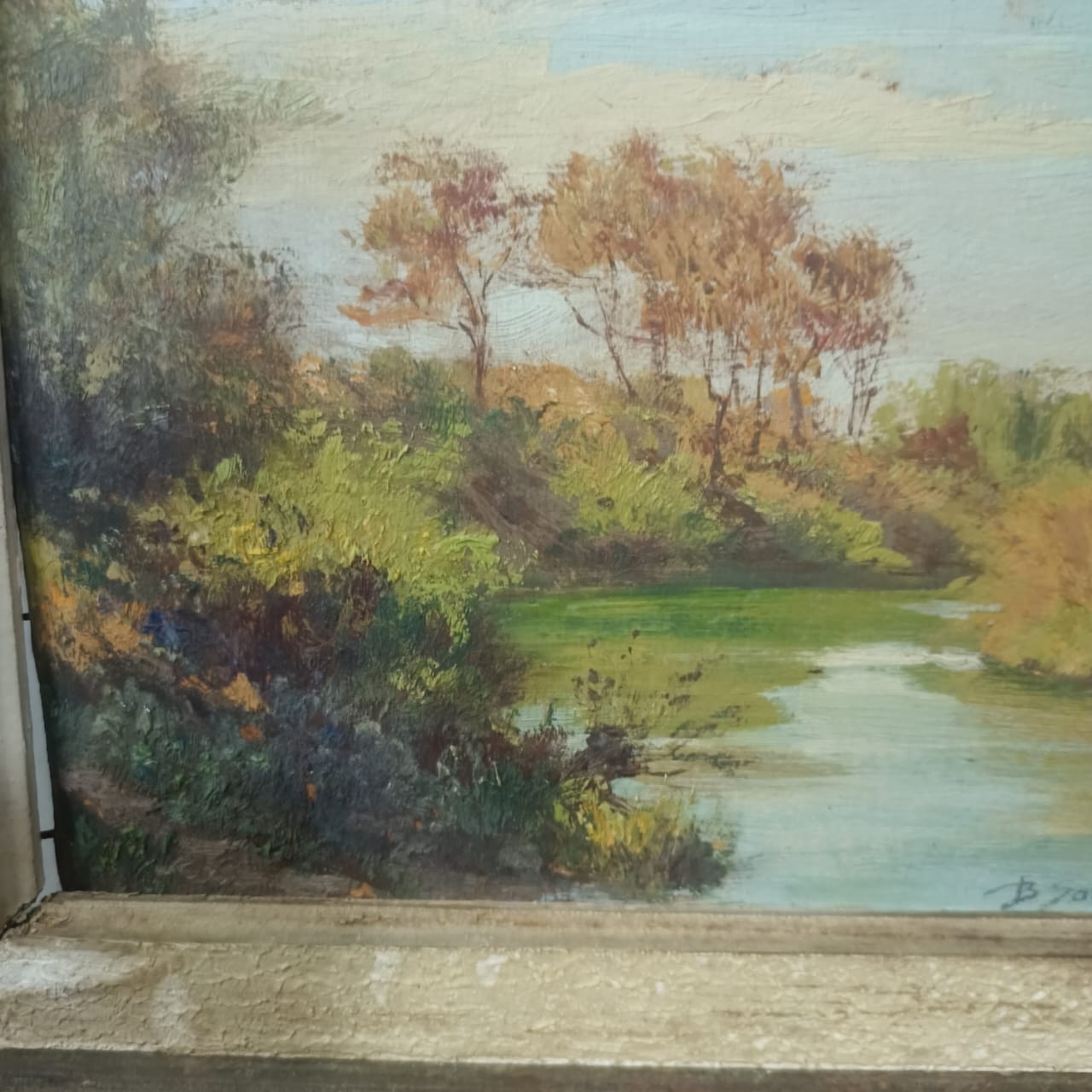 Ancien tableau vintage original huile sur panneau signée