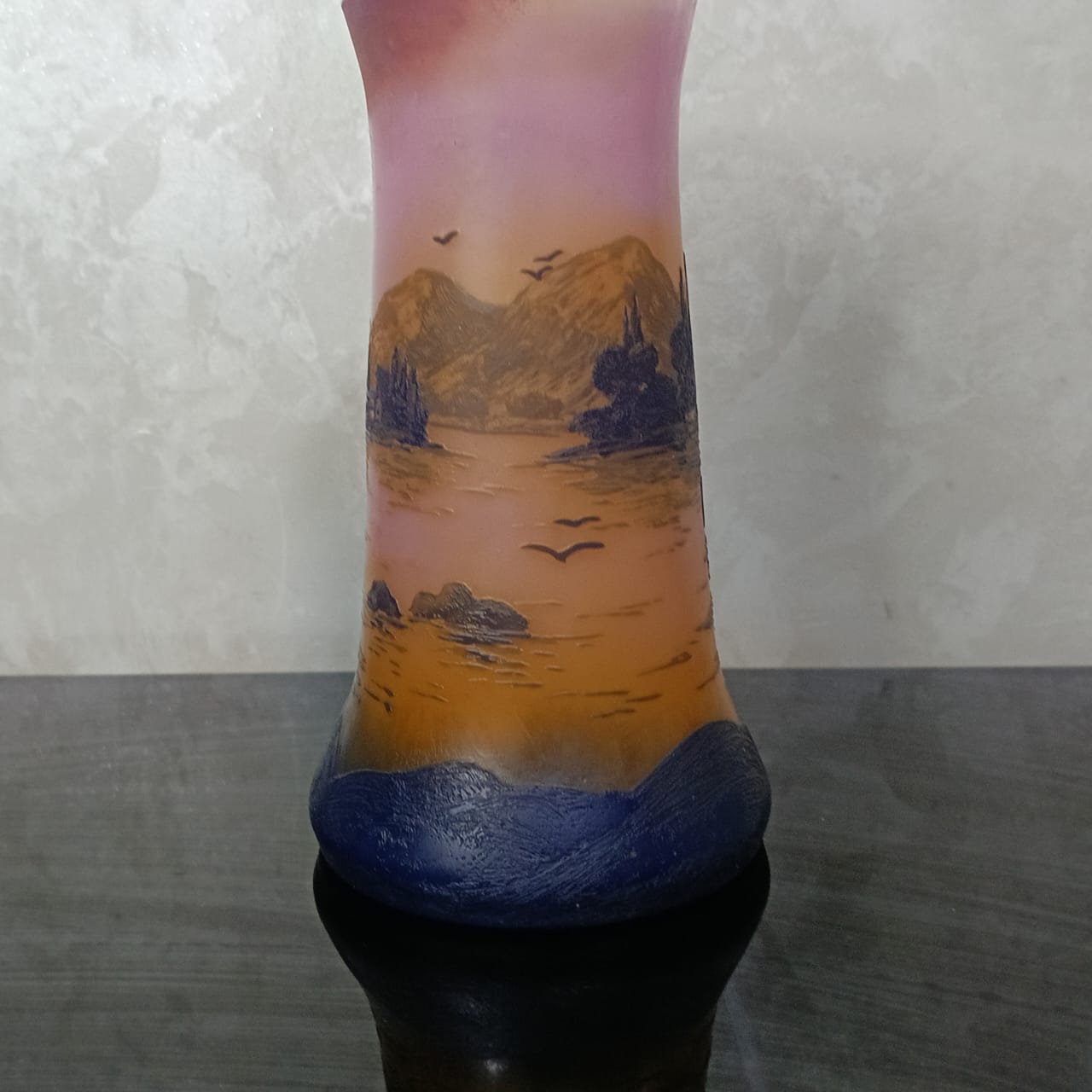 Ancien vase pêtte de verre rare vintage original signé