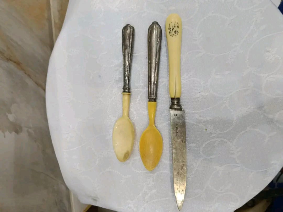 قطع من الفضة والعااج