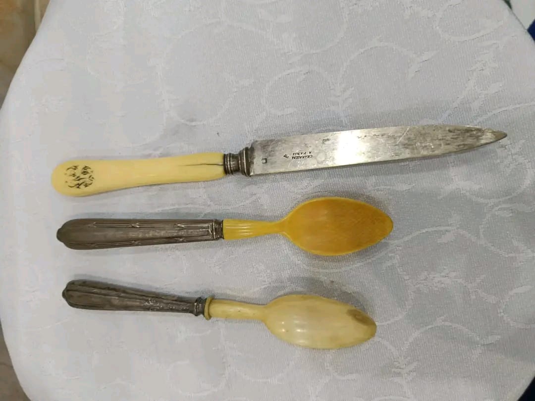 قطع من الفضة والعااج