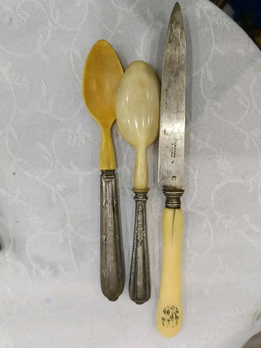 قطع من الفضة والعااج