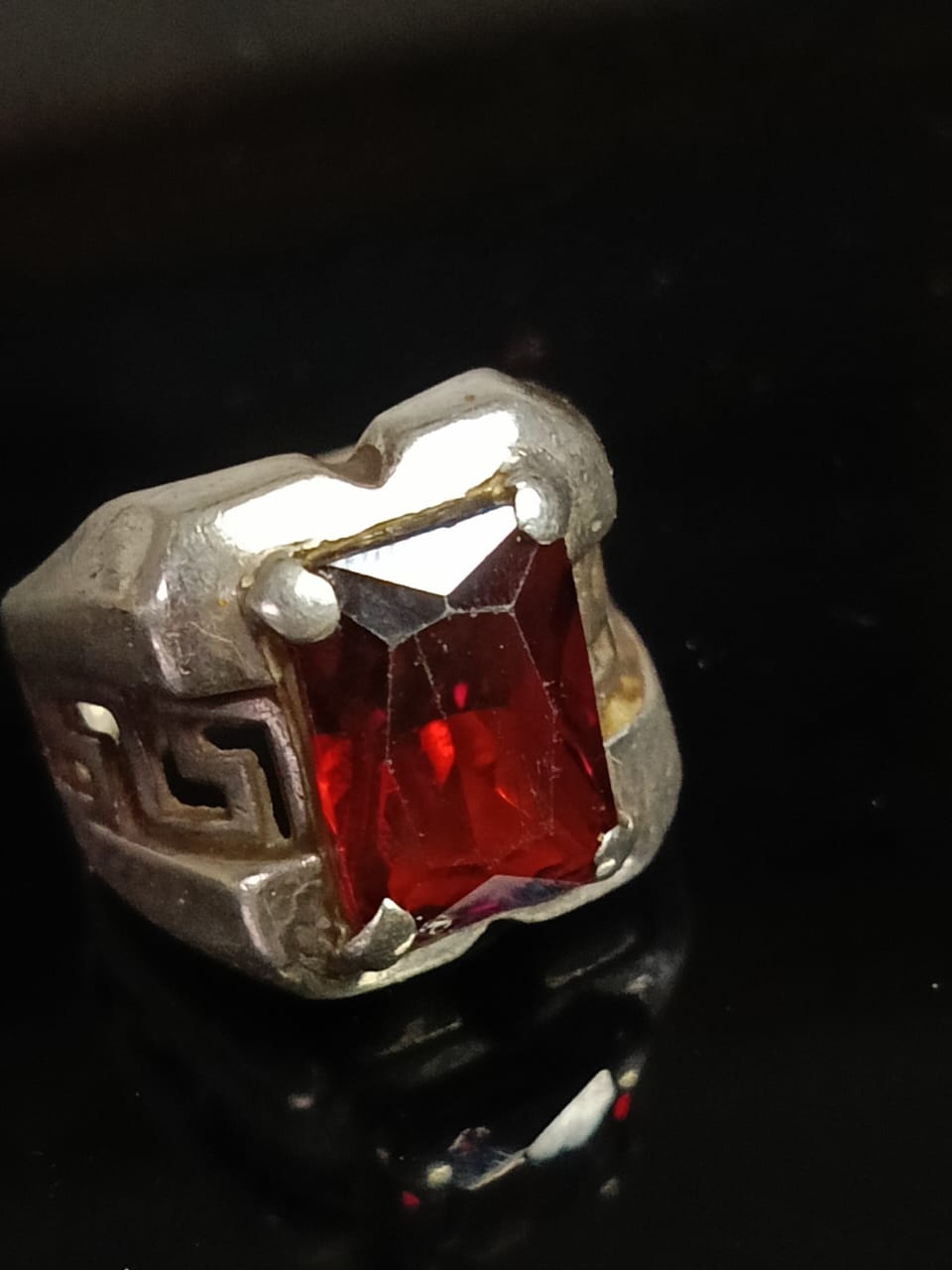 خاتم فضة بحجر تورمالين