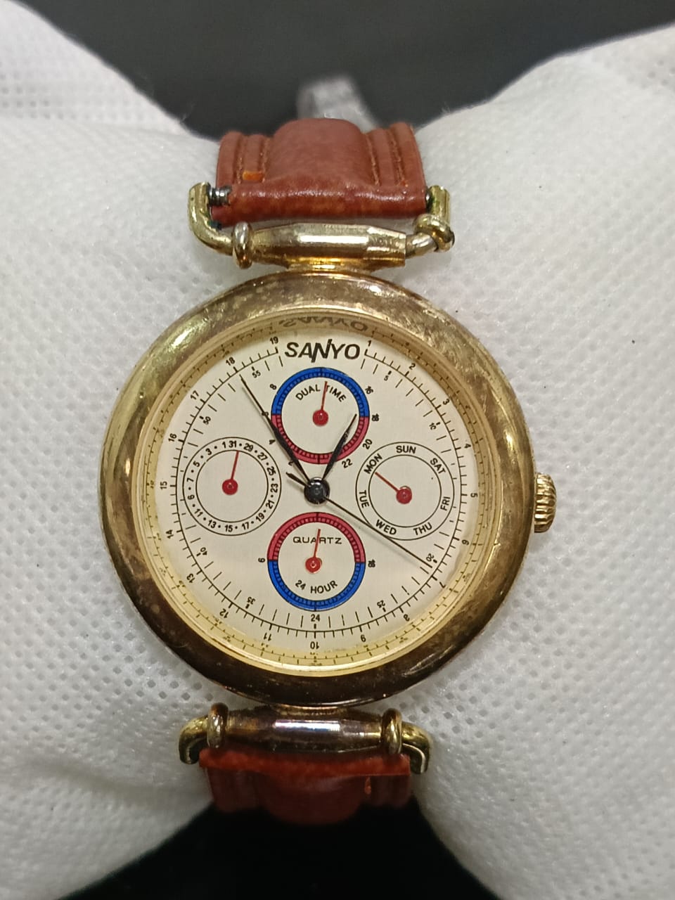 Montre chronographe original en plaqué or vintage