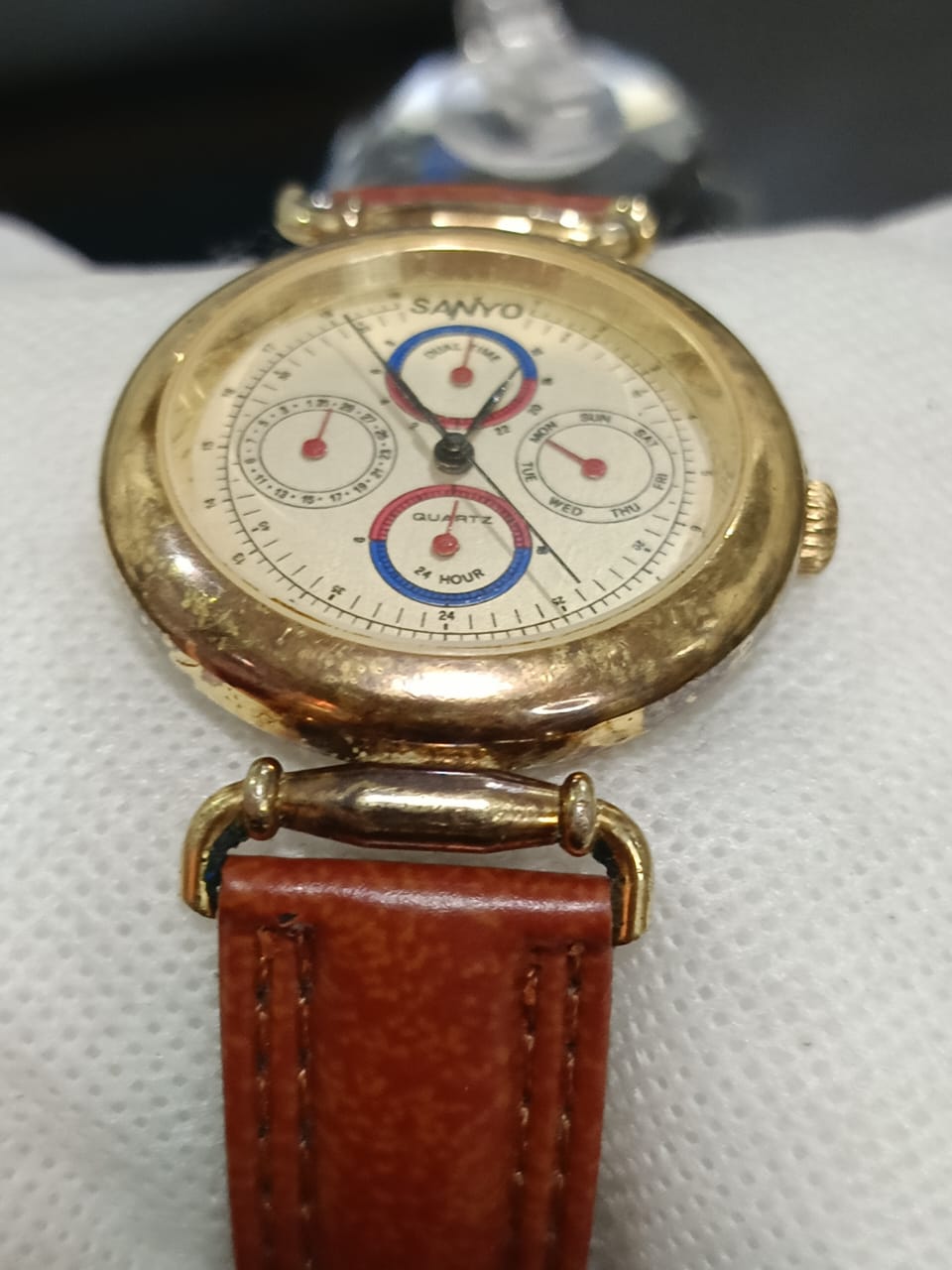 Montre chronographe original en plaqué or vintage