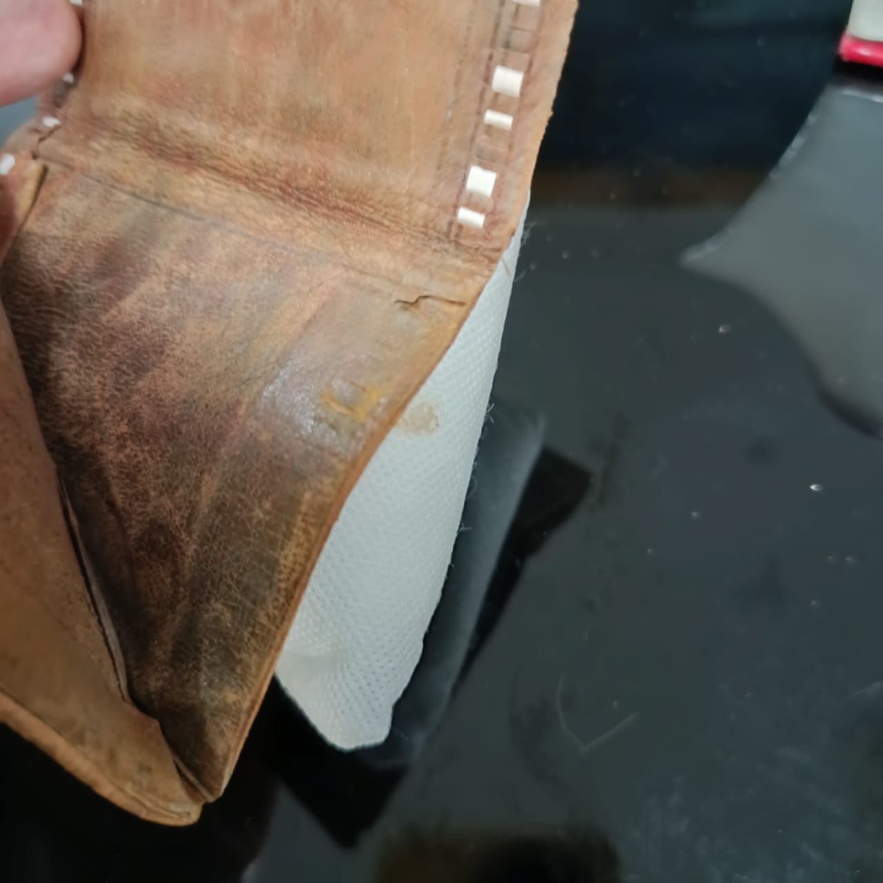 Ancien portefeuille en cuir vintage