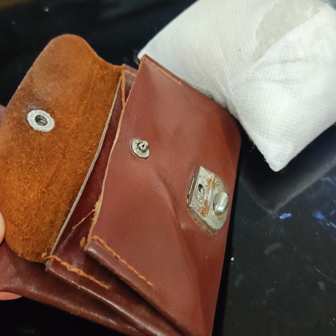 Portefeuille en cuir vintage original