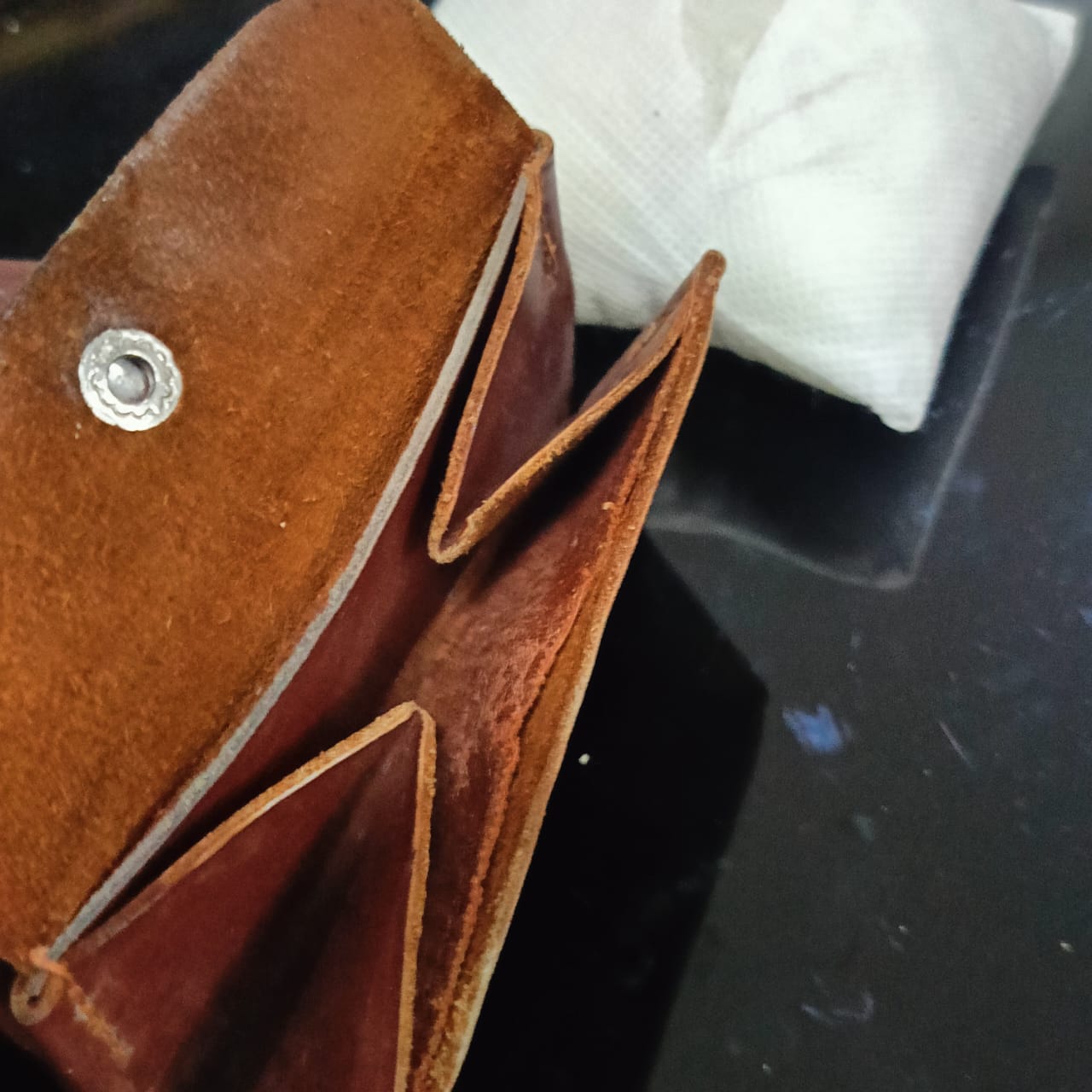 Portefeuille en cuir vintage original