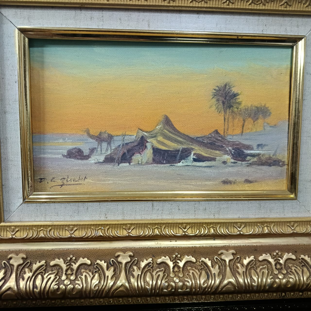 Tableau peinture huile vintage original sur toile