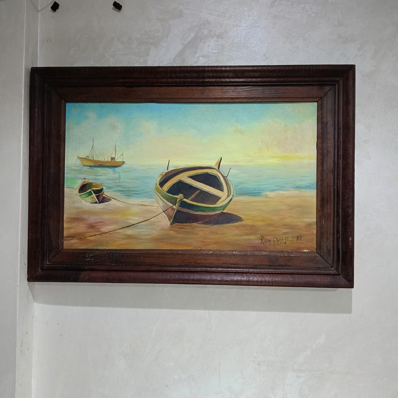 Ancien tableau vintage original huile sur toile signée