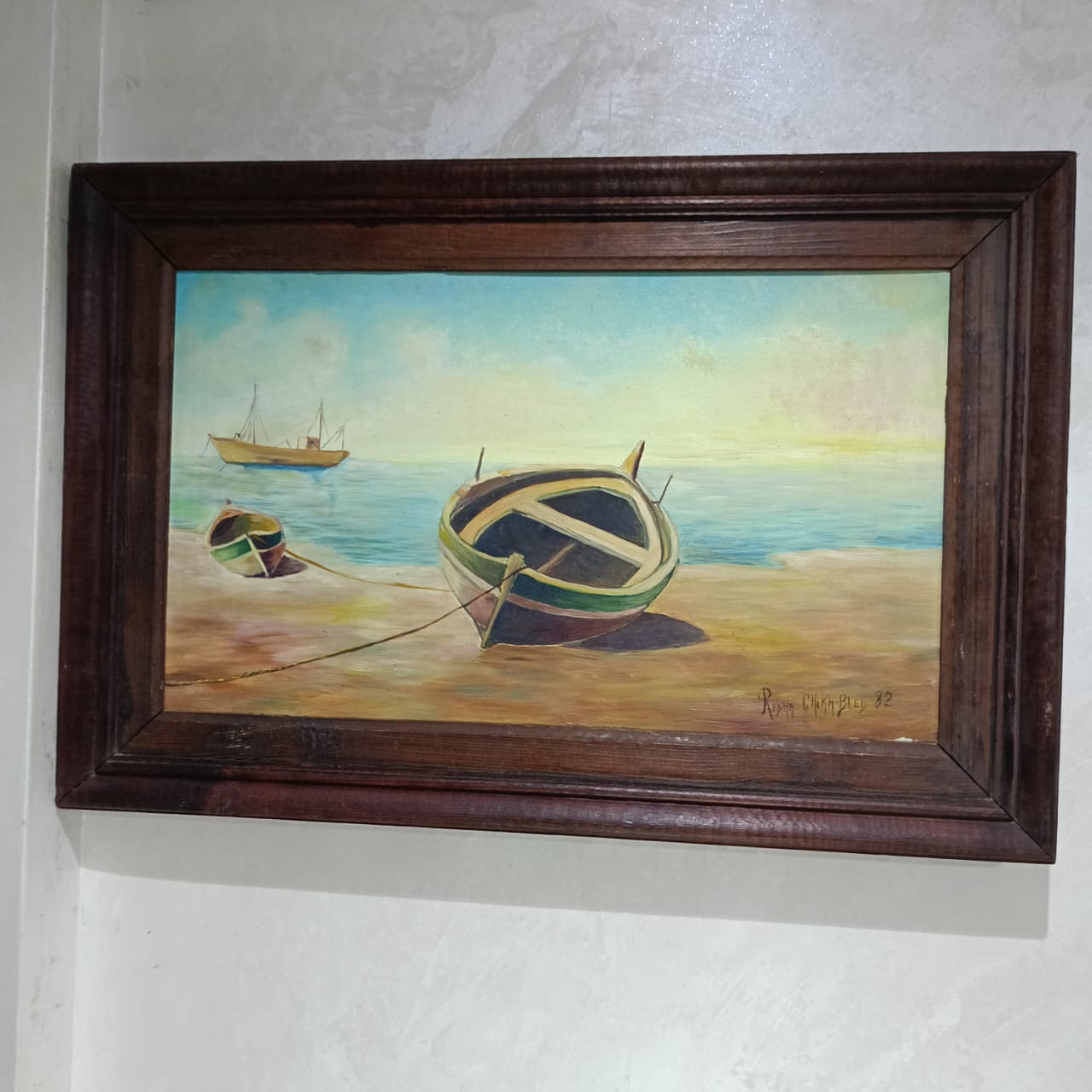 Ancien tableau vintage original huile sur toile signée