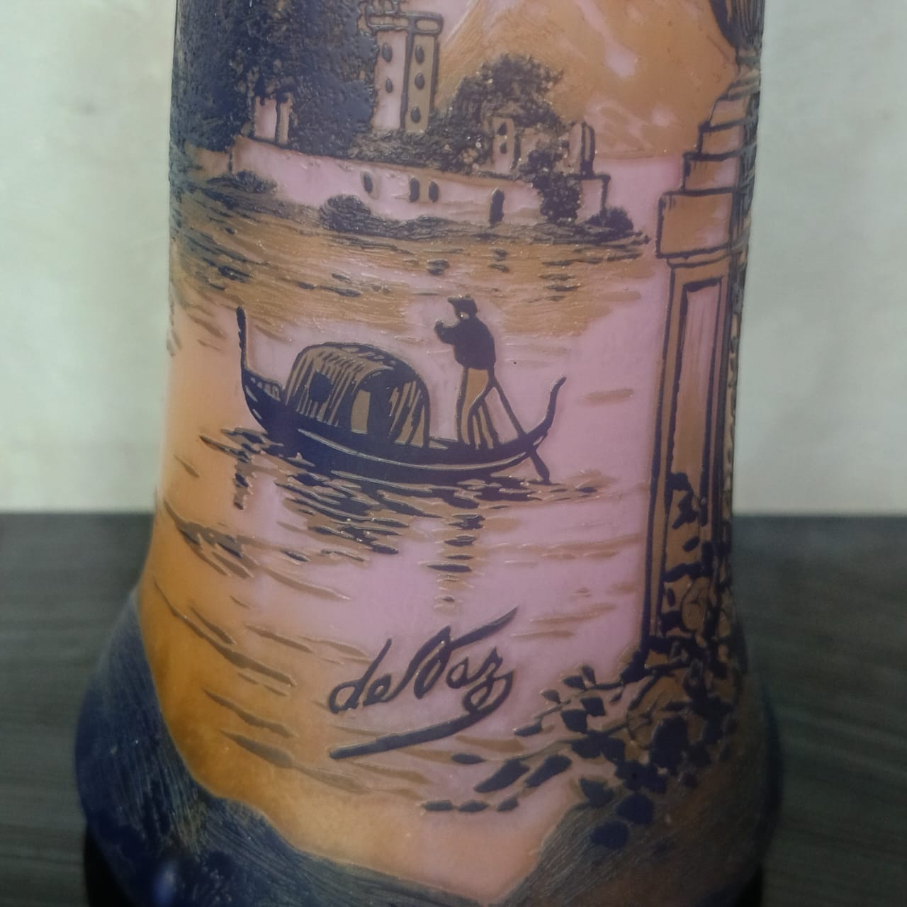 Ancien vase pêtte de verre rare vintage original signé