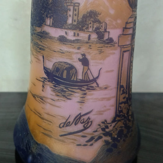 Ancien vase pêtte de verre rare vintage original signé