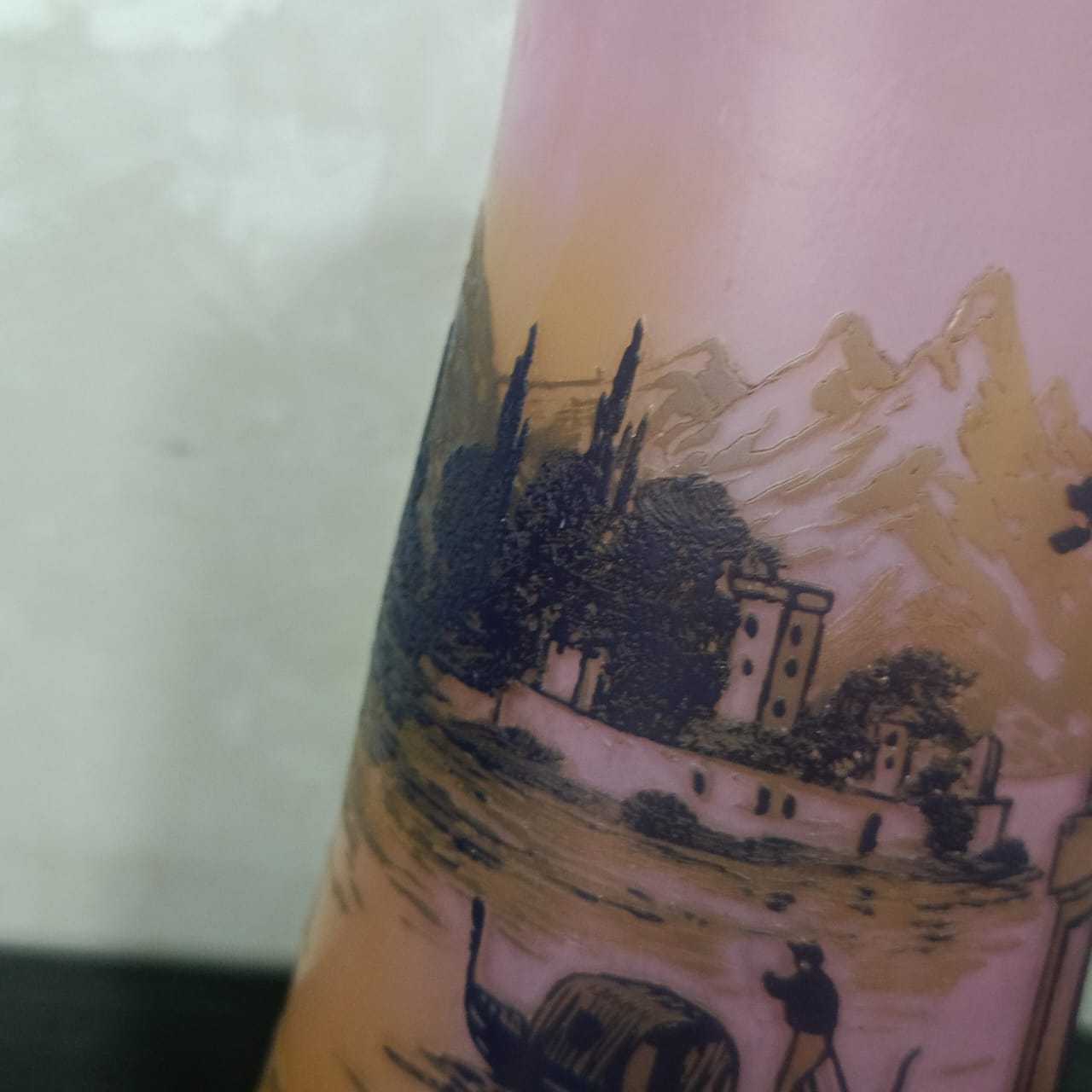 Ancien vase pêtte de verre rare vintage original signé