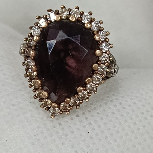 خاتم فضة نسائي بحجر تورمالين بني