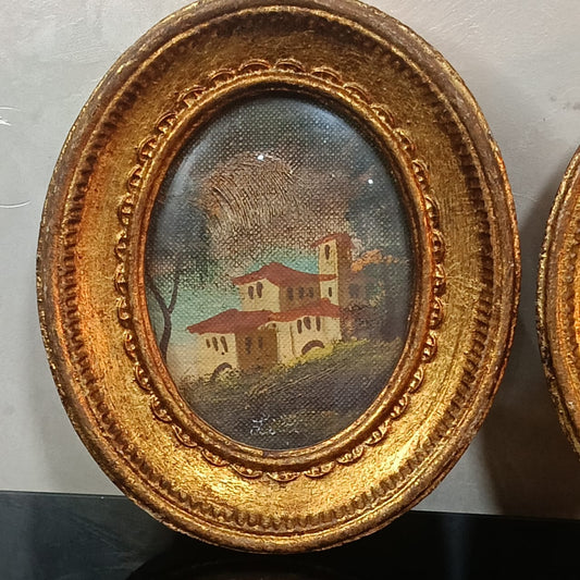 Piare de tableau hilé sur panneau signée original vintage