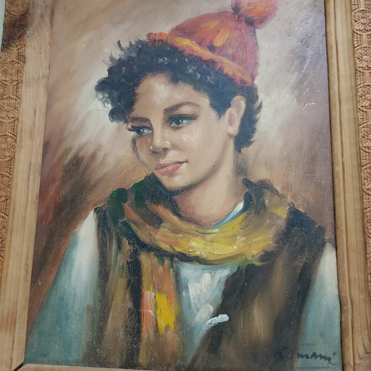 Ancien tableau vintage original huile sur toile signée