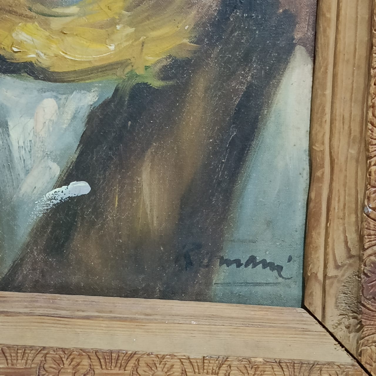 Ancien tableau vintage original huile sur toile signée