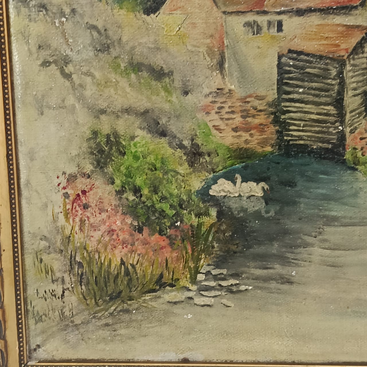 Ancien tableau vintage original sur toile signée