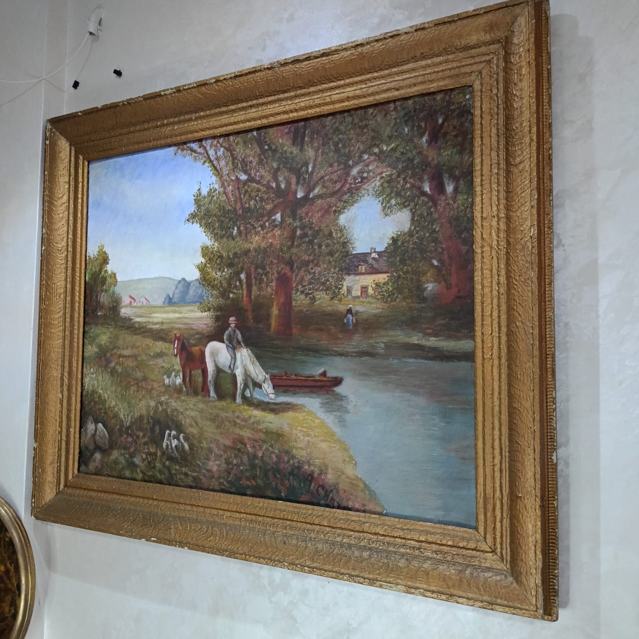 Ancien tableau vintage original huile sur toile signée