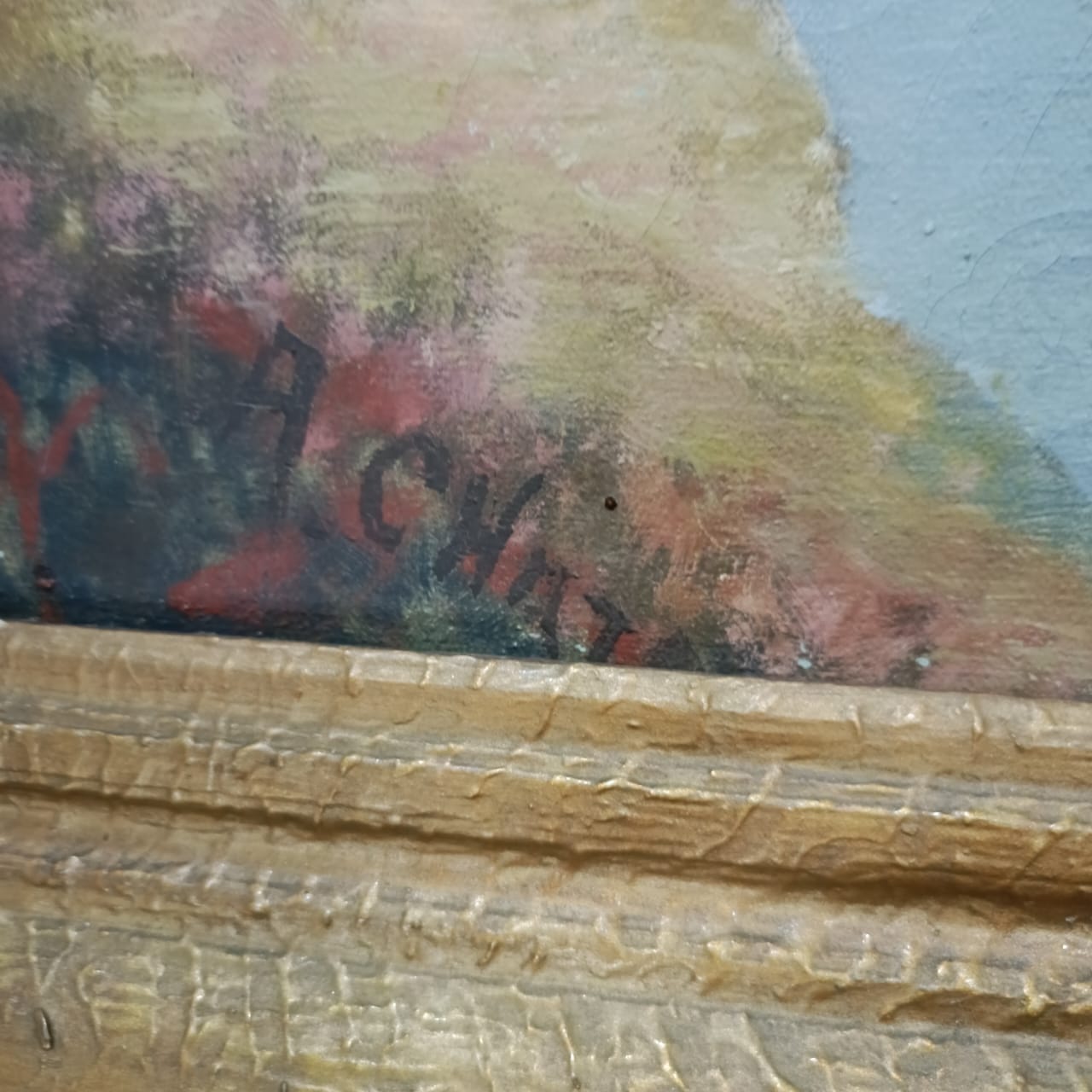 Ancien tableau vintage original huile sur toile signée