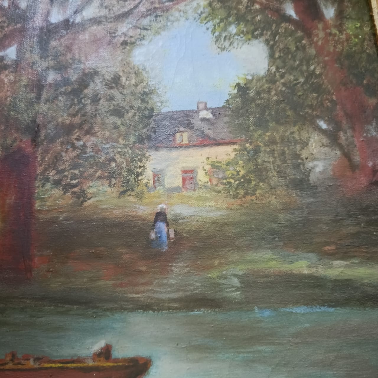Ancien tableau vintage original huile sur toile signée