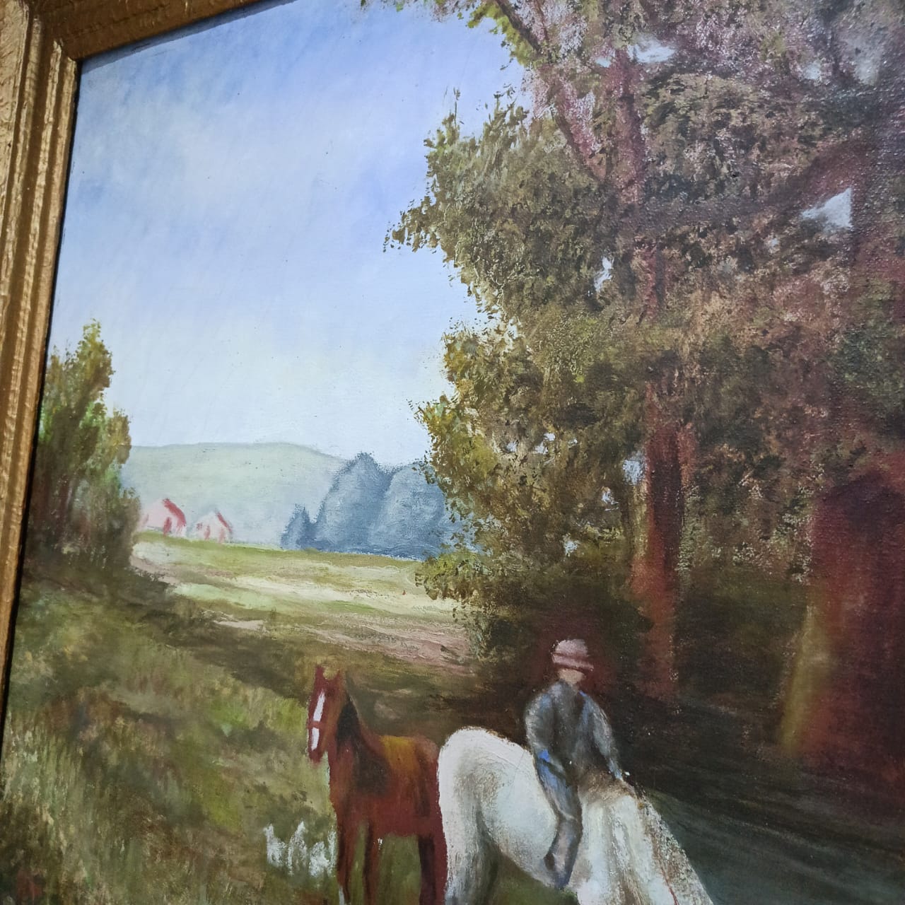 Ancien tableau vintage original huile sur toile signée