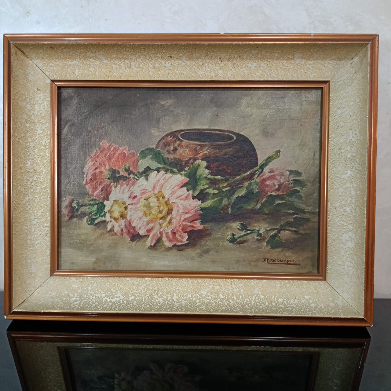 Ancien tableau vintage original huile sur toile signée