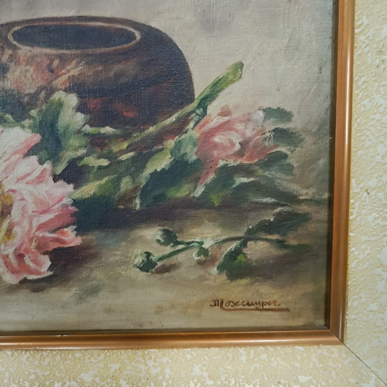 Ancien tableau vintage original huile sur toile signée