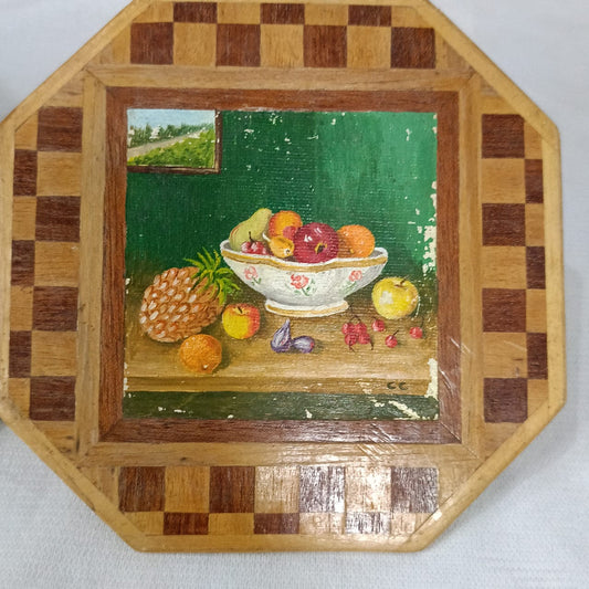 Paire de tableau vintage original signé sur panneau