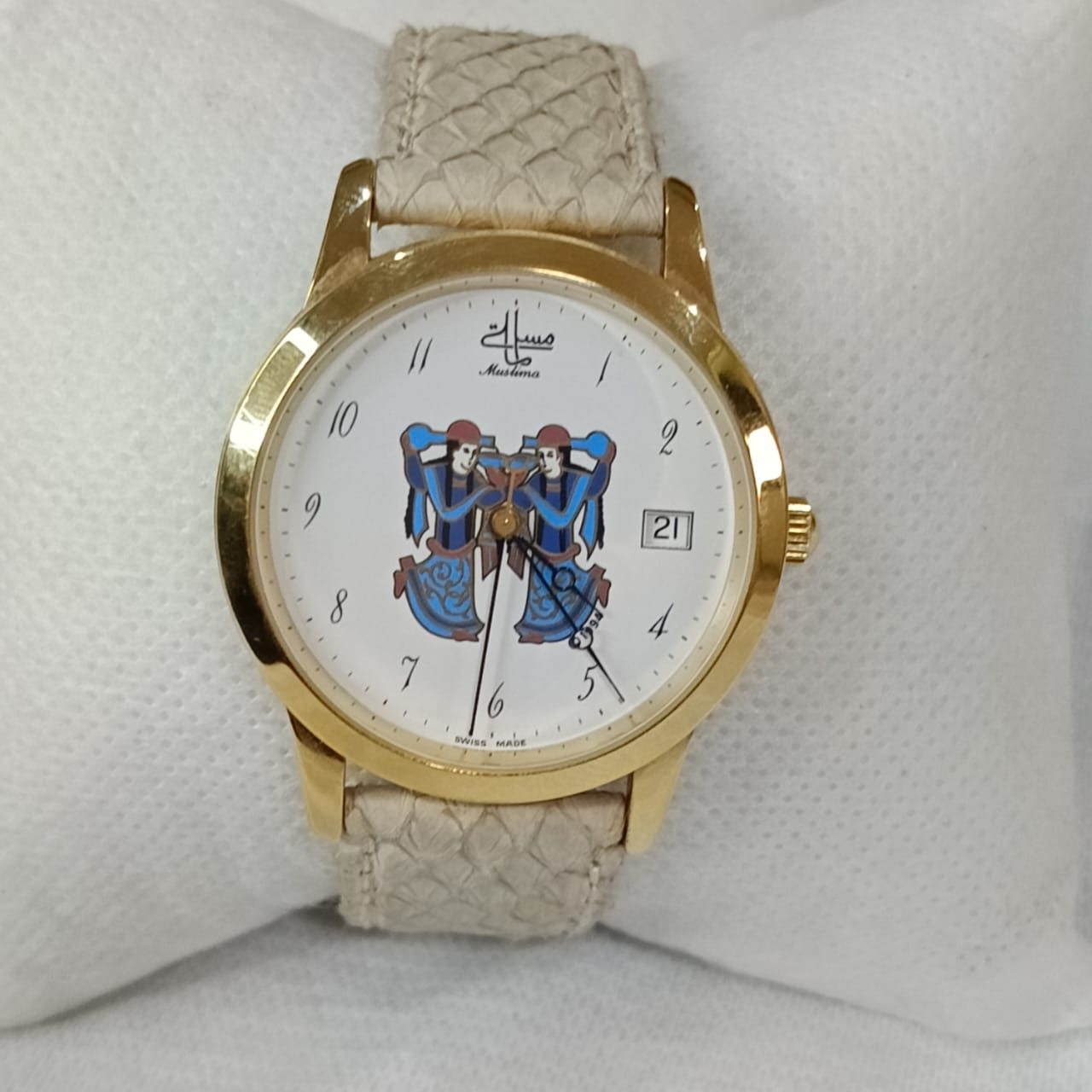 Montre muslima مسلمة automatique suisse original en plaqué or 10mm