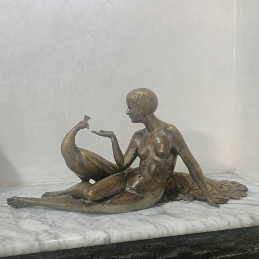 Ancien statut en bronze rare vintage original signé