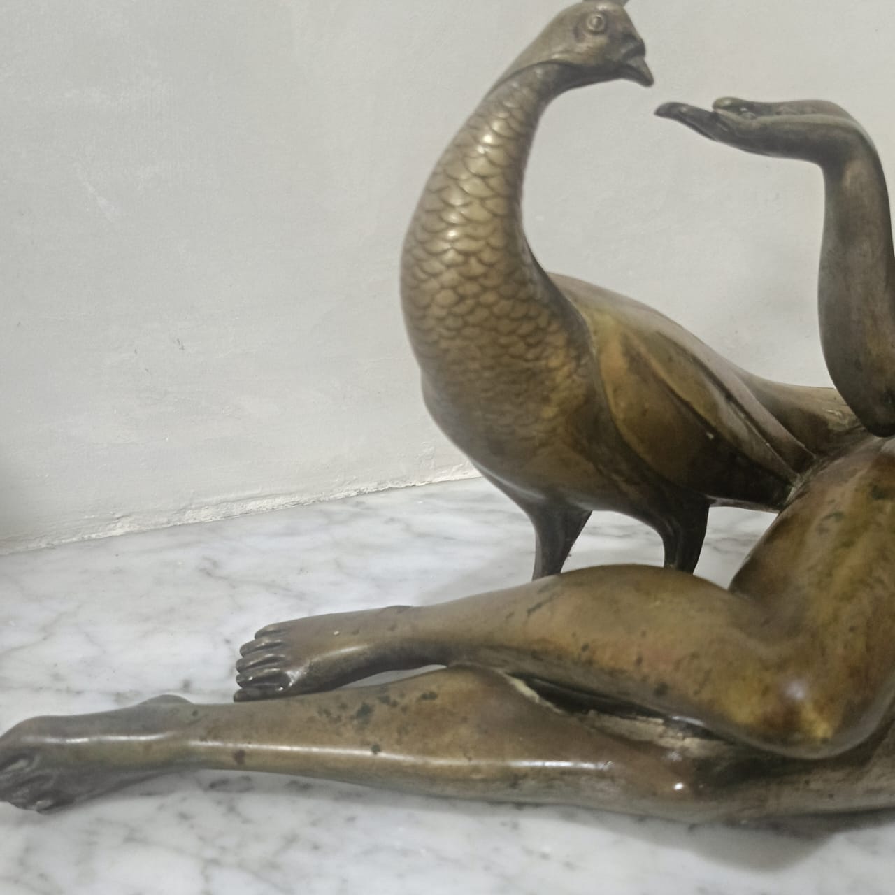 Ancien statut en bronze rare vintage original signé