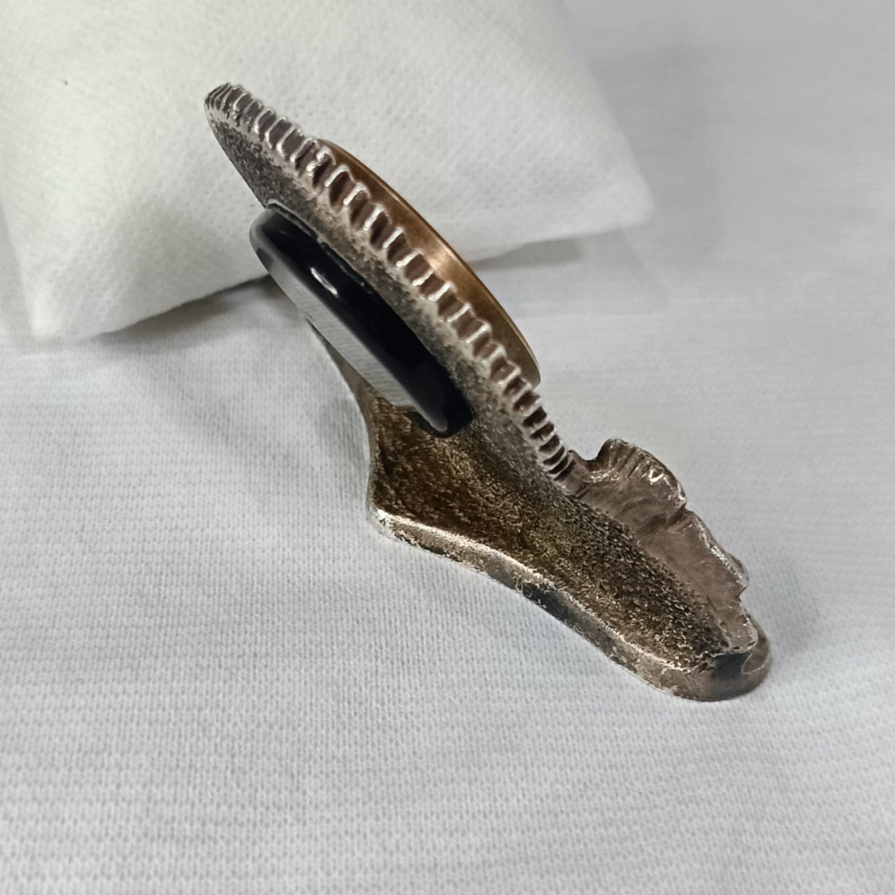 Thermométre en regule pièce unique argenté antique