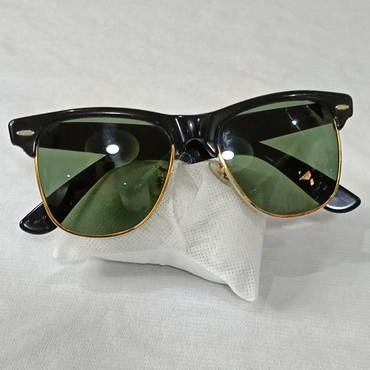 Lunettes de soleil Ray-Ban B&L Wayfarer Max II W1272 monture or ébène verres G-1