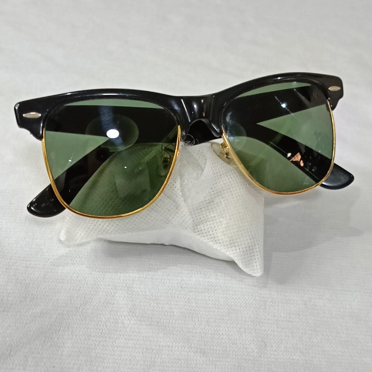 Lunettes de soleil Ray-Ban B&L Wayfarer Max II W1272 monture or ébène verres G-1