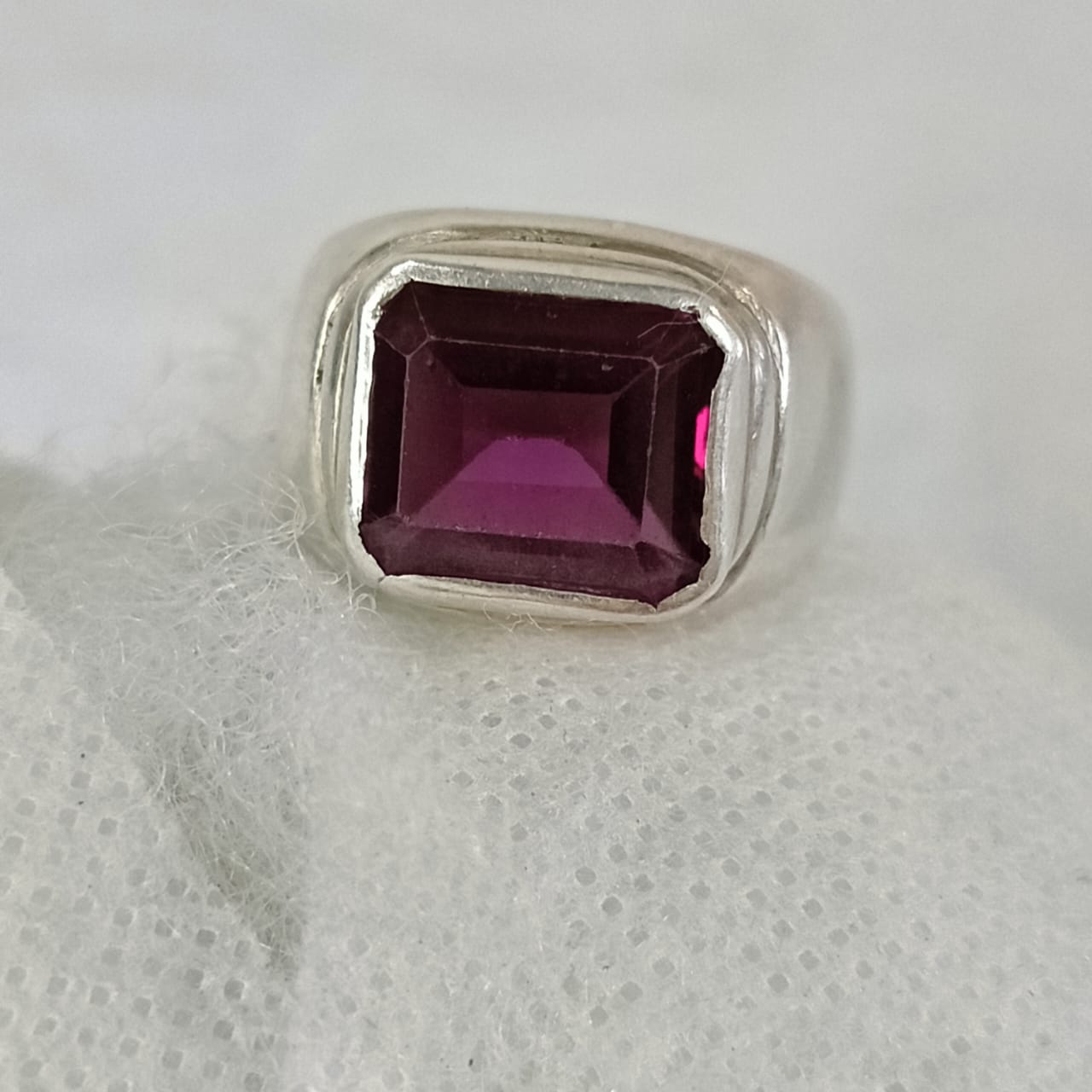 خاتم فضة تحفة بحجر كريم سبينال spinel نادر