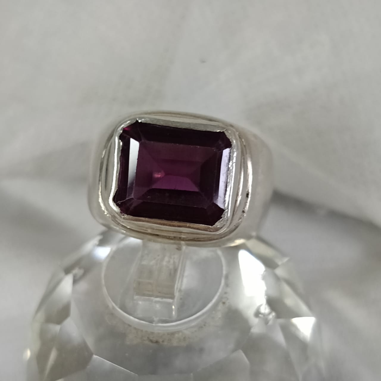 خاتم فضة تحفة بحجر كريم سبينال spinel نادر