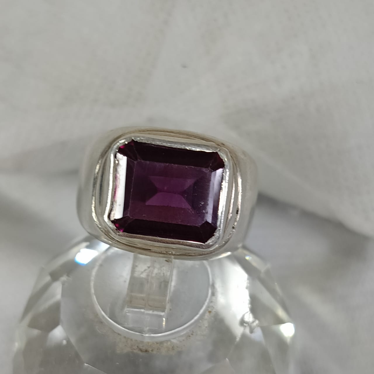 خاتم فضة تحفة بحجر كريم سبينال spinel نادر