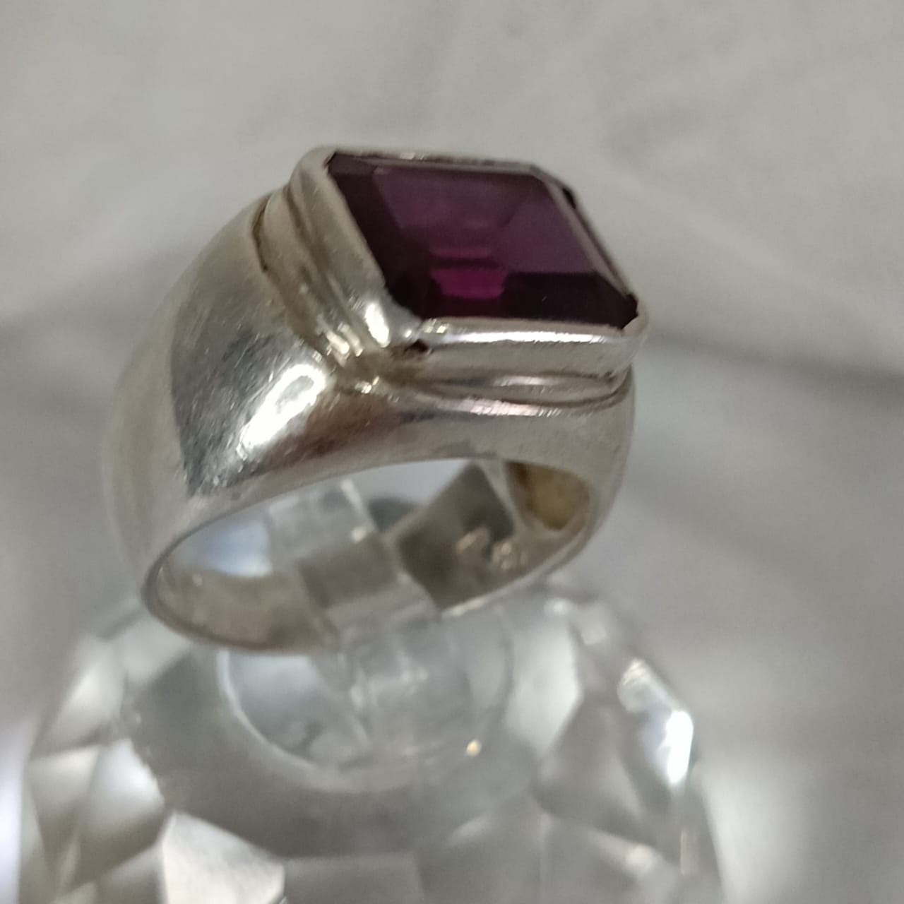 خاتم فضة تحفة بحجر كريم سبينال spinel نادر
