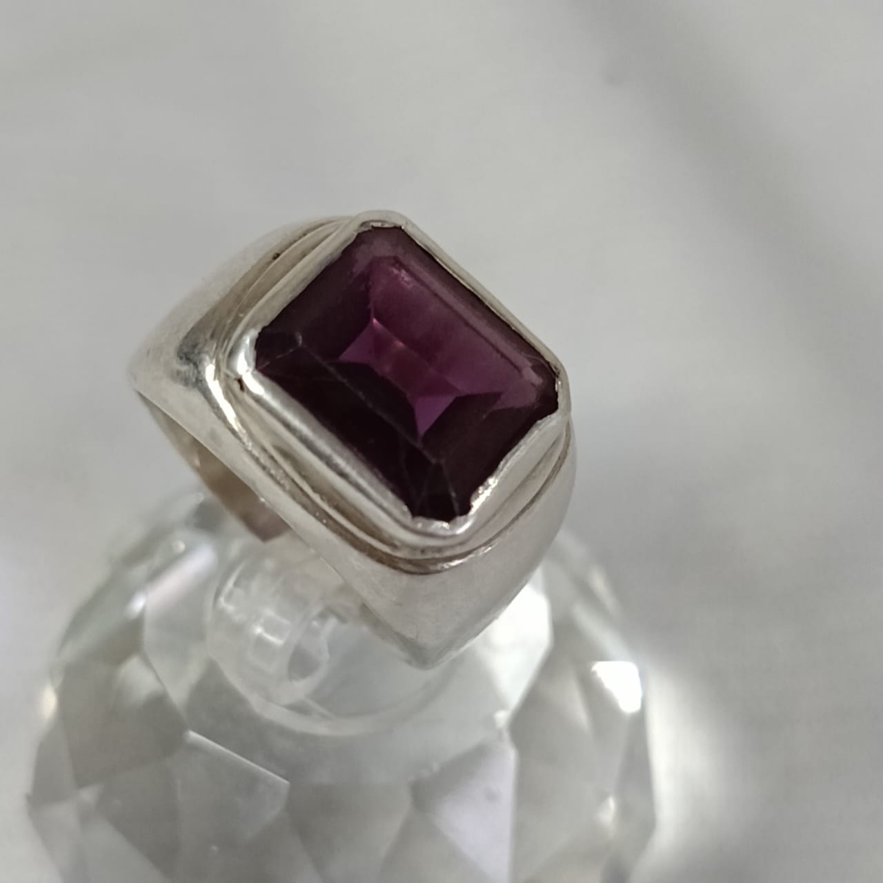 خاتم فضة تحفة بحجر كريم سبينال spinel نادر