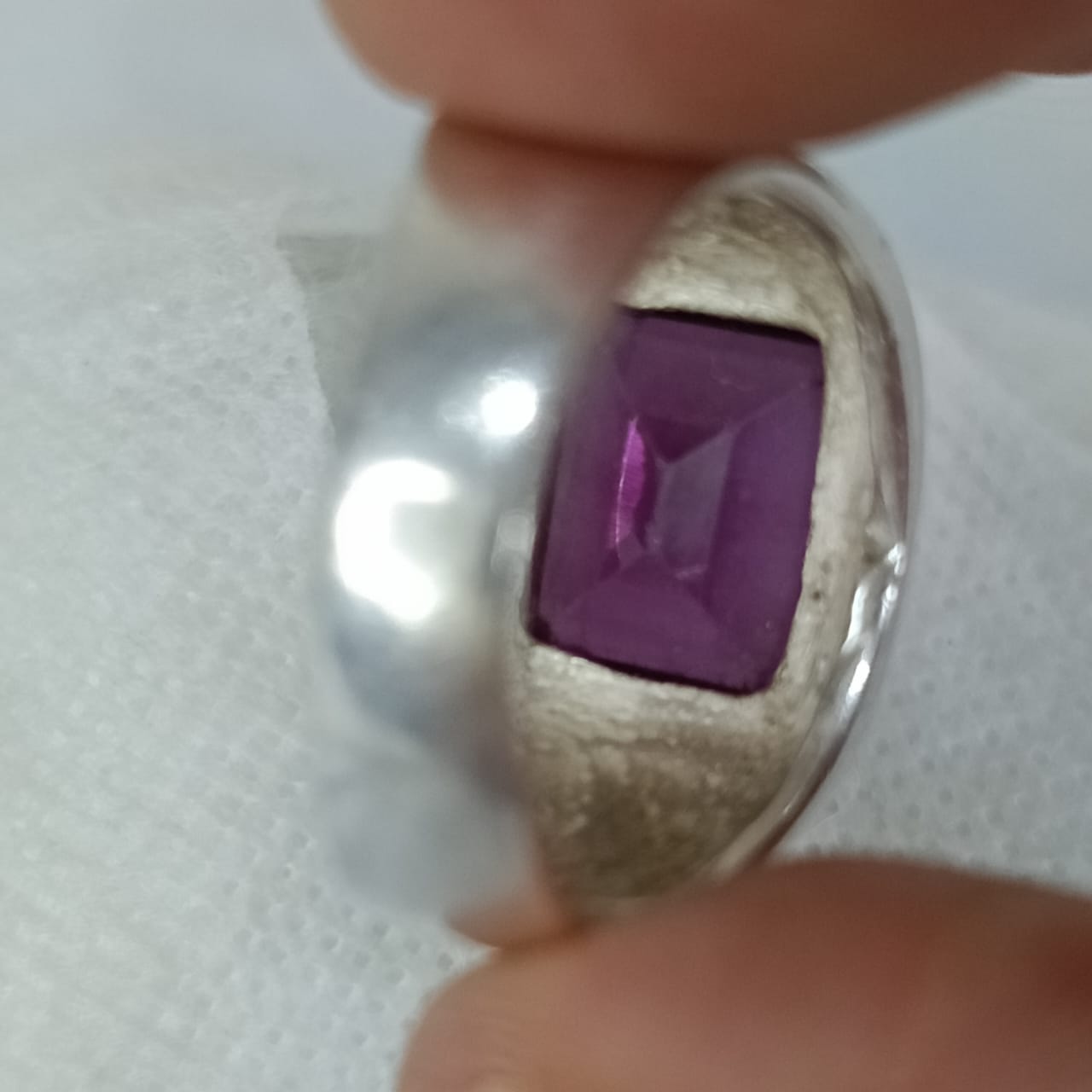 خاتم فضة تحفة بحجر كريم سبينال spinel نادر