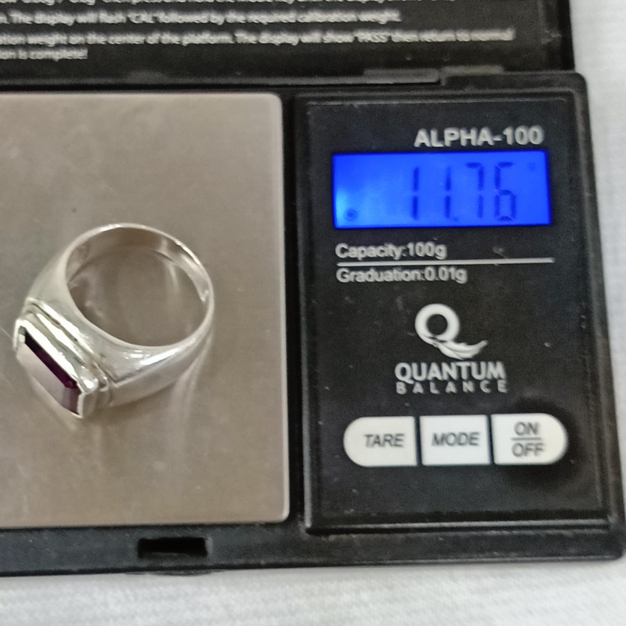 خاتم فضة تحفة بحجر كريم سبينال spinel نادر