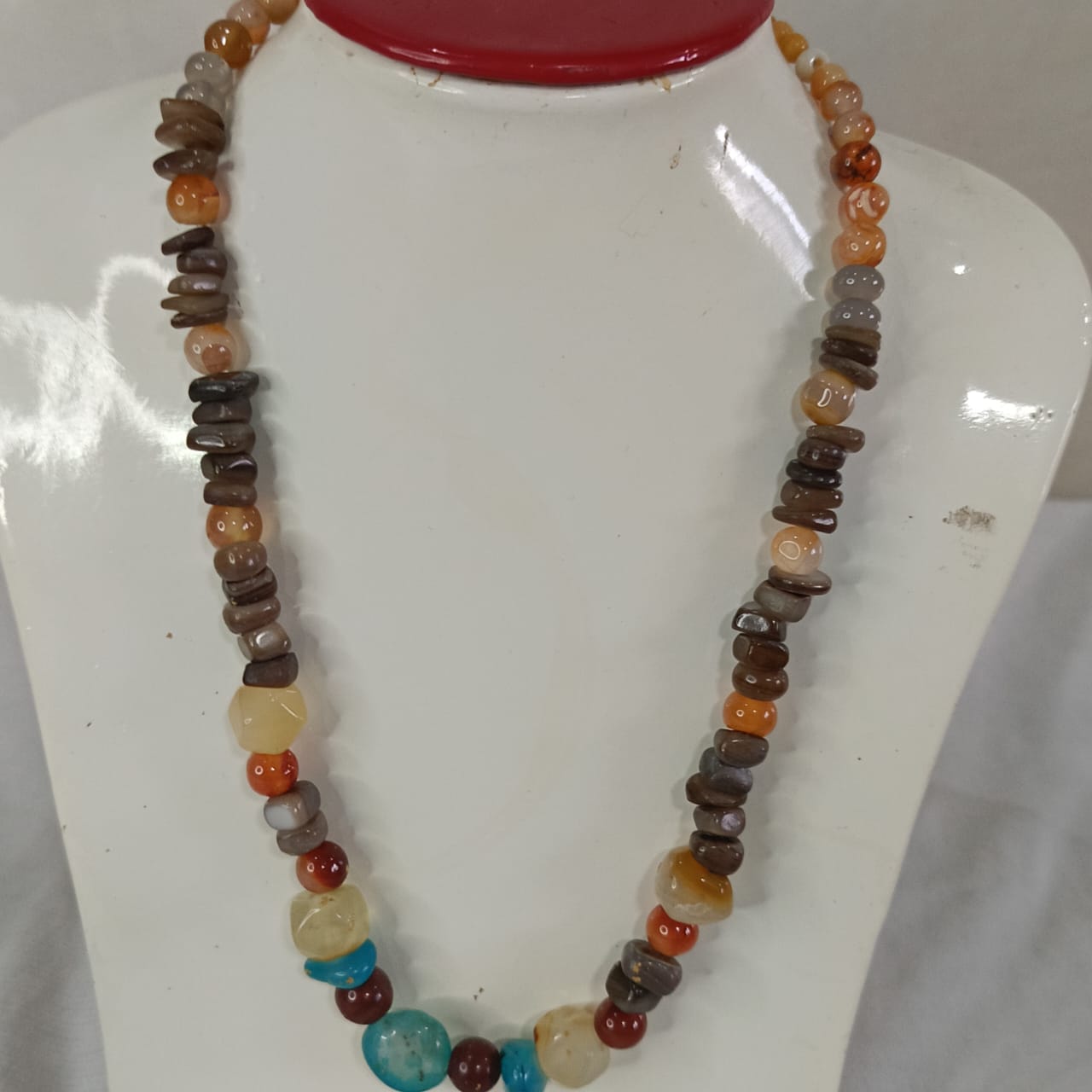 عقد تحفة بحجر عقيق طبيعي - طول مغلق 22cm
