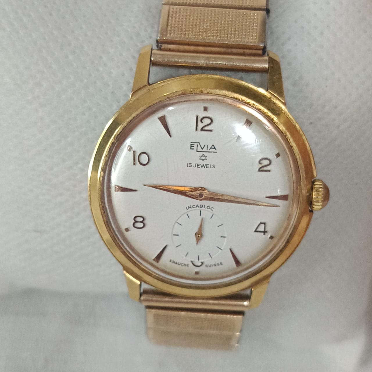 Montre elvia mécanique vintage en plaqué or 38mm