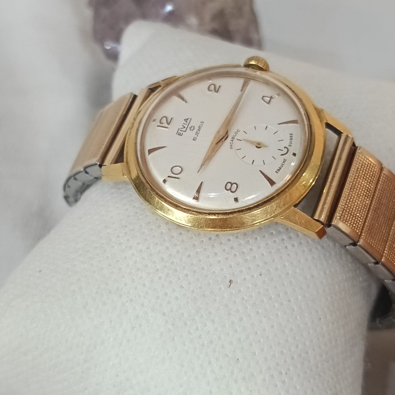 Montre elvia mécanique vintage en plaqué or 38mm