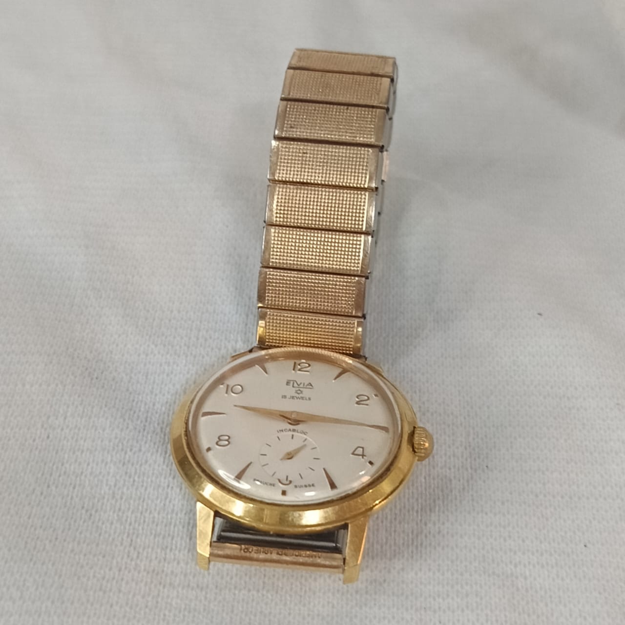 Montre elvia mécanique vintage en plaqué or 38mm