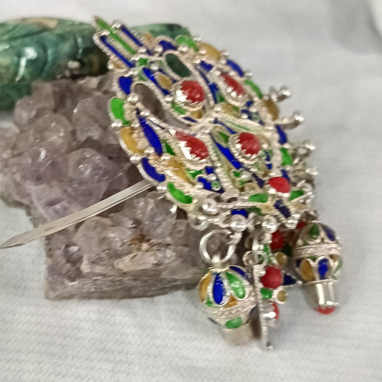 بروش كبير فضة بالمرجان
