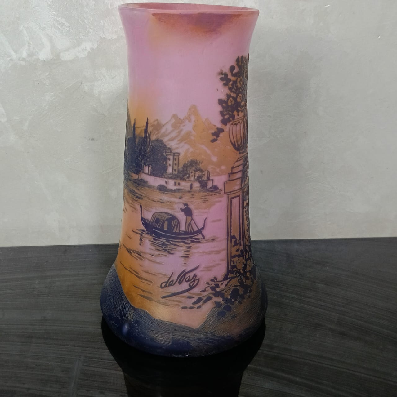Ancien vase pêtte de verre rare vintage original signé