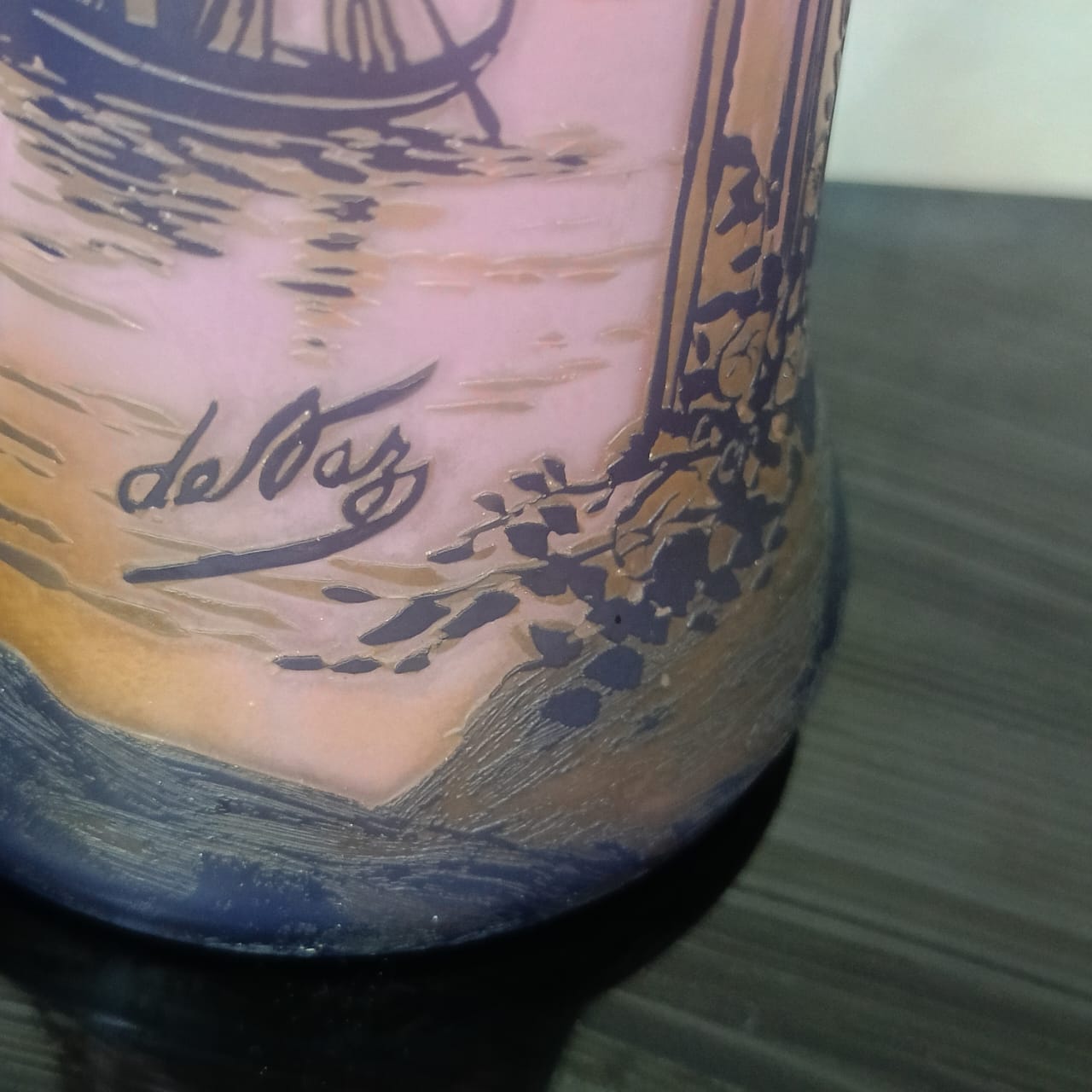 Ancien vase pêtte de verre rare vintage original signé